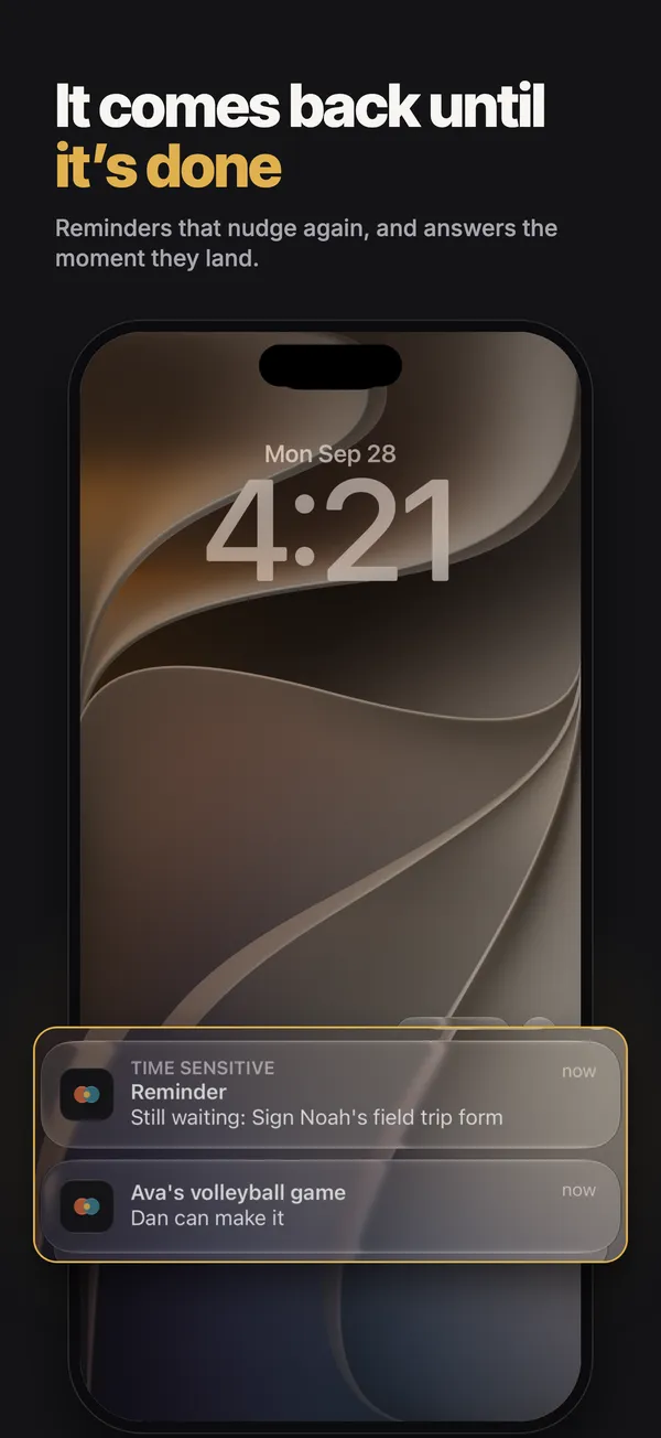 A Houseful reminder on the iPhone Lock Screen that says it’s still waiting