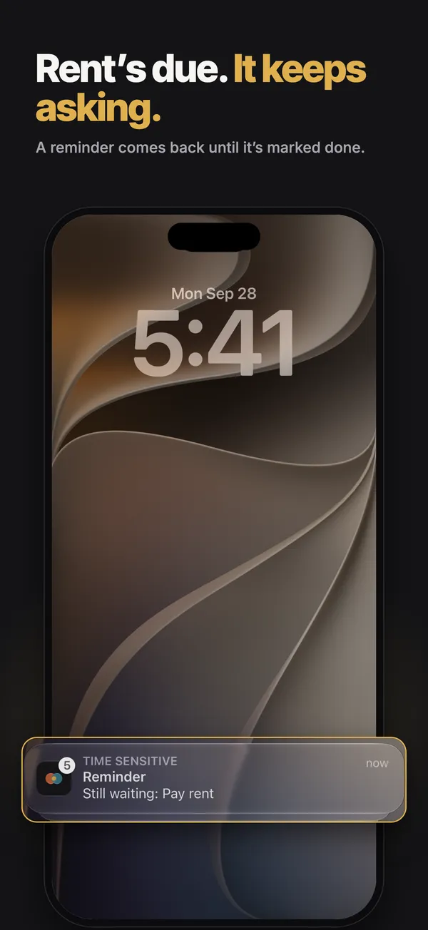 A Houseful reminder on the iPhone Lock Screen that is still waiting on the rent